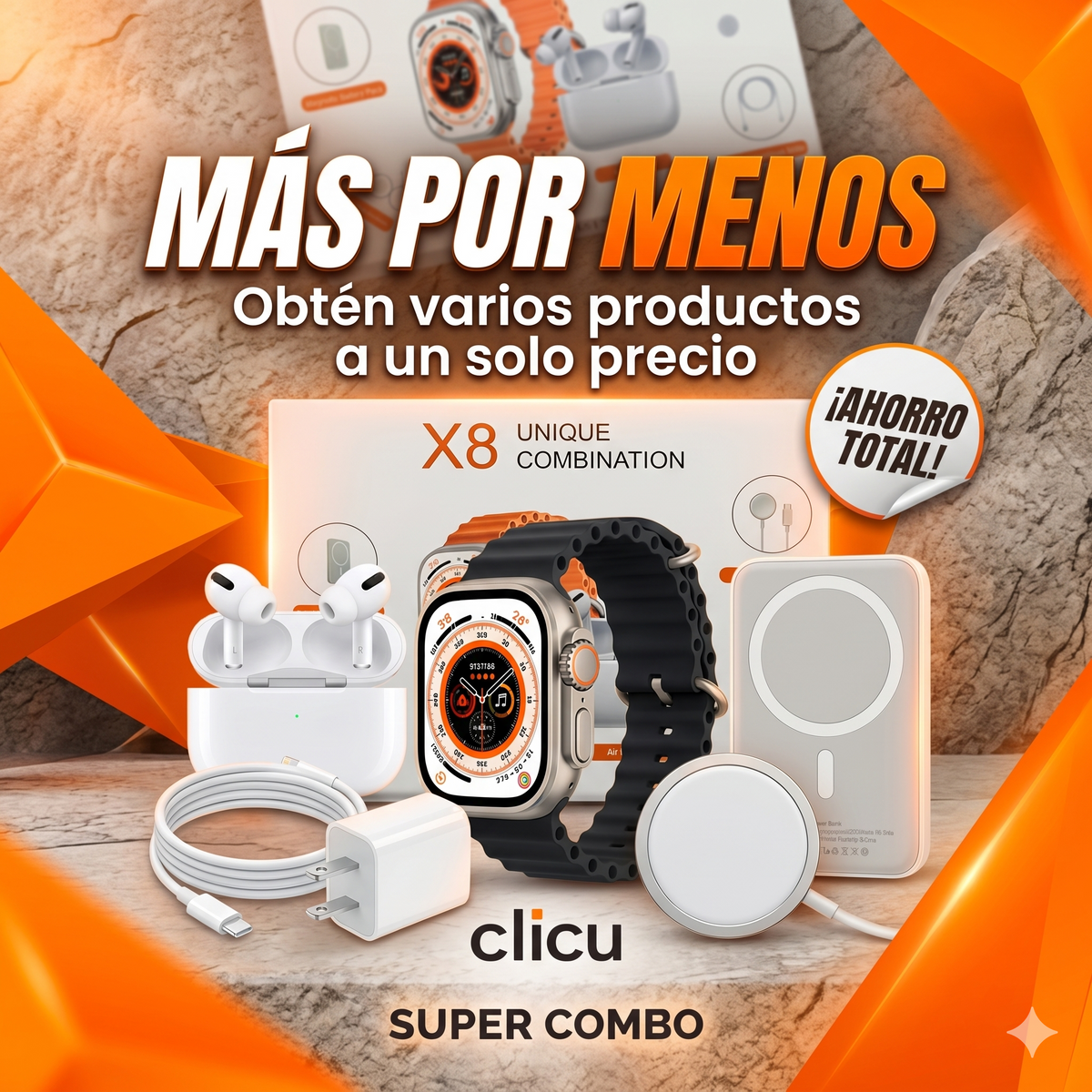 Combo x8 (Smartwatch + audifonos + Magsafe + cargadores) imagen 4