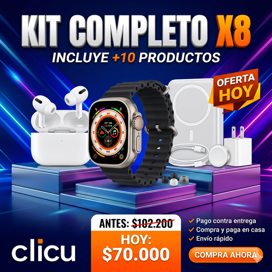 Combo x8 (Smartwatch + audifonos + Magsafe + cargadores)