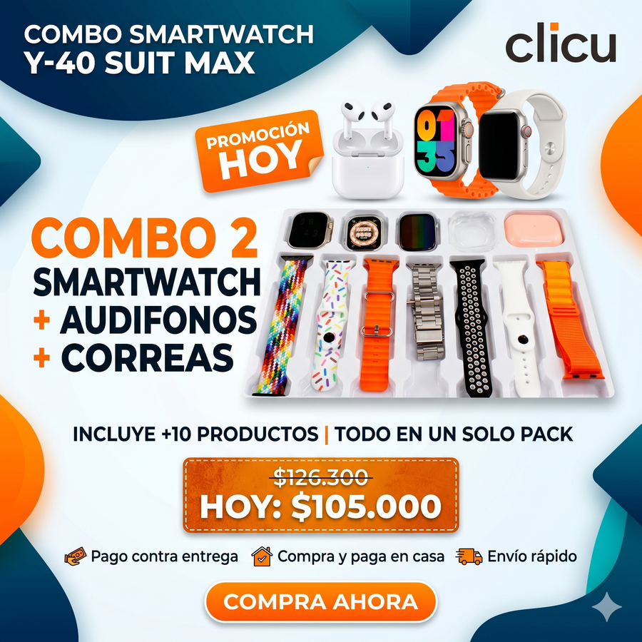 Combo Y40 (2 smartwatchs + 7 Correas + audifonos + Cargador )